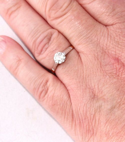 fig 2. 18ct Gold & Platinum Set Art Deco Solitaire Diamond Engagement Ring. 0.40ct.