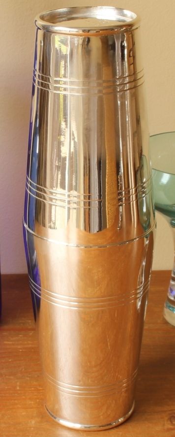 Large Art Deco Silver Plate Boston Cocktail Mixology Shaker.