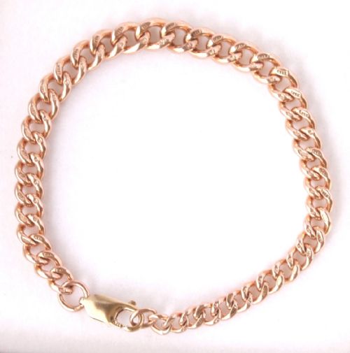 fig 1. Beautiful Antique 9ct Yellow Gold Curb Link Chain Bracelet. Gift Boxed.