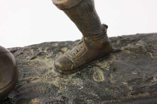 FRATIN FOOTBALL STATUE 19TH CENTURY BRONZED FOOTBALLER SOCCER FIGURE - ADDITIONAL PHOTO 5