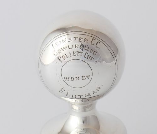 fig 1. Silver Bowling Trophy. Leinster CC Bowling Club. Pollett Cup 1941 Dublin.