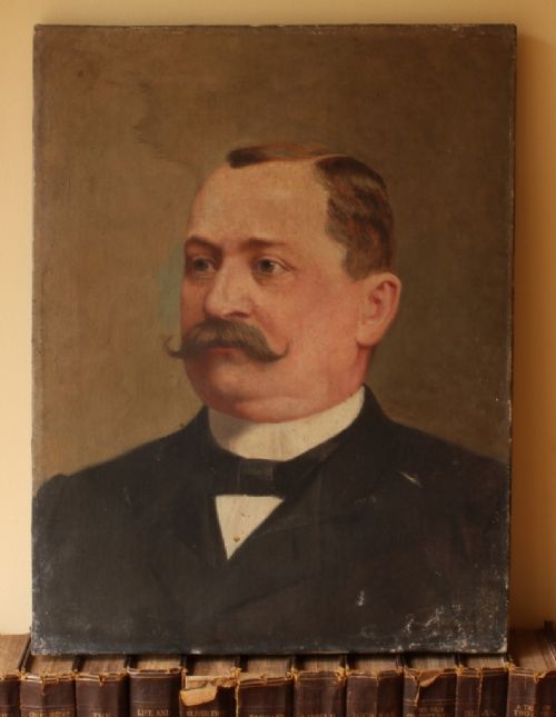 19th Century Handsome Moustache Gentleman Oil Painting.