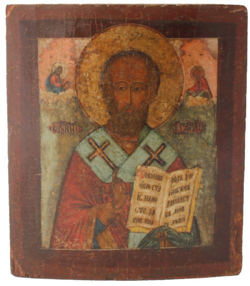 19th Century Religious Russian Icon St Nicholas the Wonderworker of Myra.
