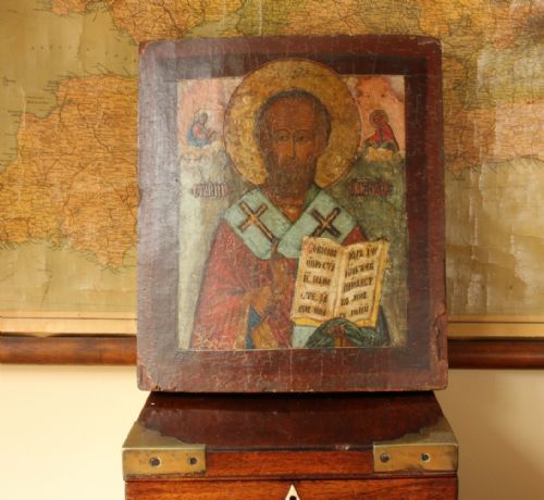 fig 1. 19th Century Religious Russian Icon St Nicholas The Wonderworker Of Myra.