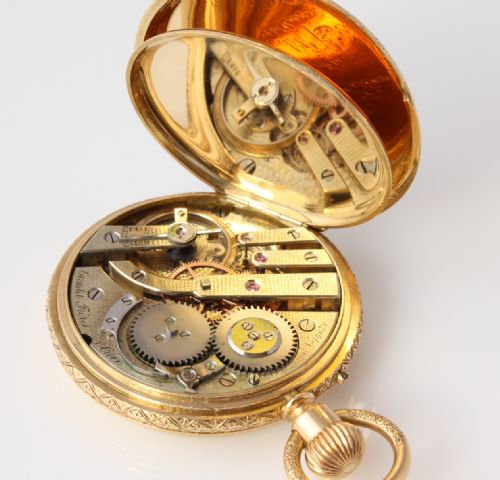 fig 2. Swiss 18ct Gold Enamel Cuendet Freres Fob Pocket Watch.