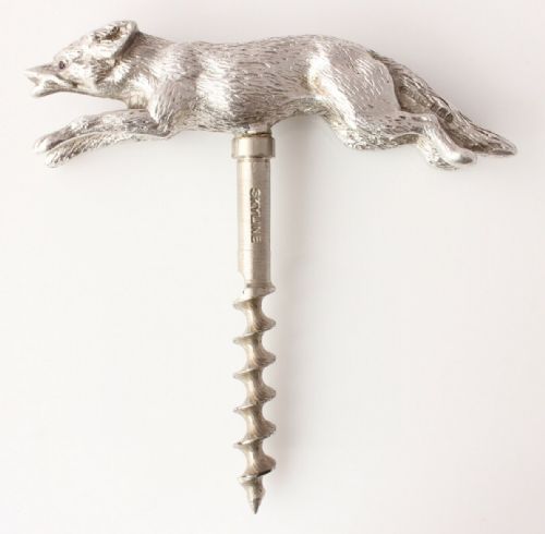 Silver Fox Corkscrew with Ruby Eyes.wine Bottle Opener.
