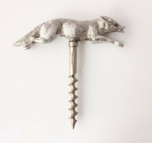 fig 1. Silver Fox Corkscrew with Ruby Eyes.Wine Bottle Opener.