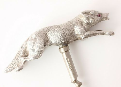 fig 2. Silver Fox Corkscrew with Ruby Eyes.Wine Bottle Opener.