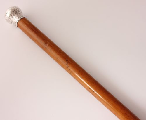 Silver Topped Malacca Walking Cane