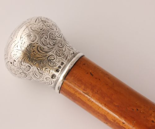 fig 1. Silver Topped Malacca Walking Cane
