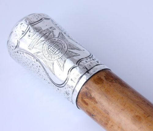 Ww1 Silver Malacca Walking Cane. 16th County of London Queens Westminsters