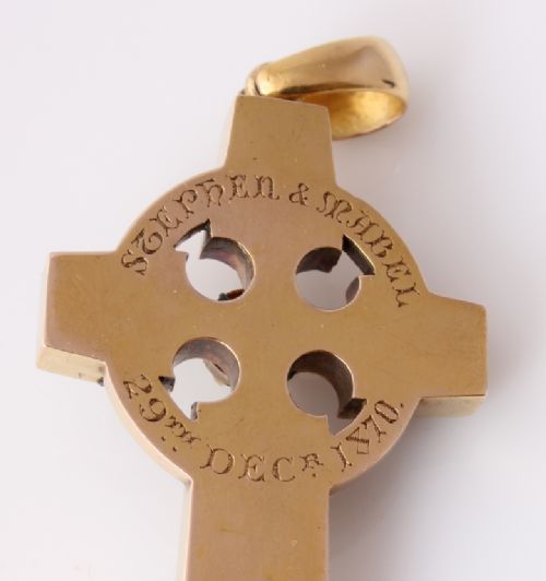 fig 2. Gold Enamel & Pearl Celtic Cross Pendant.