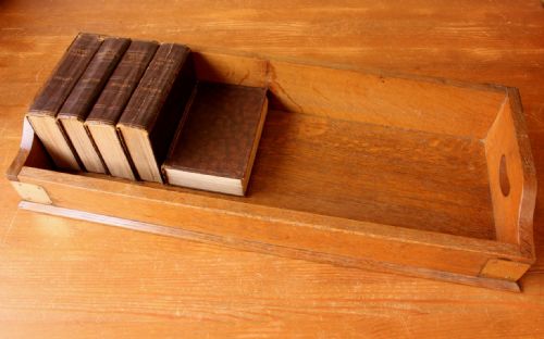 Victorian Oak & Brass Library Book Trough.
