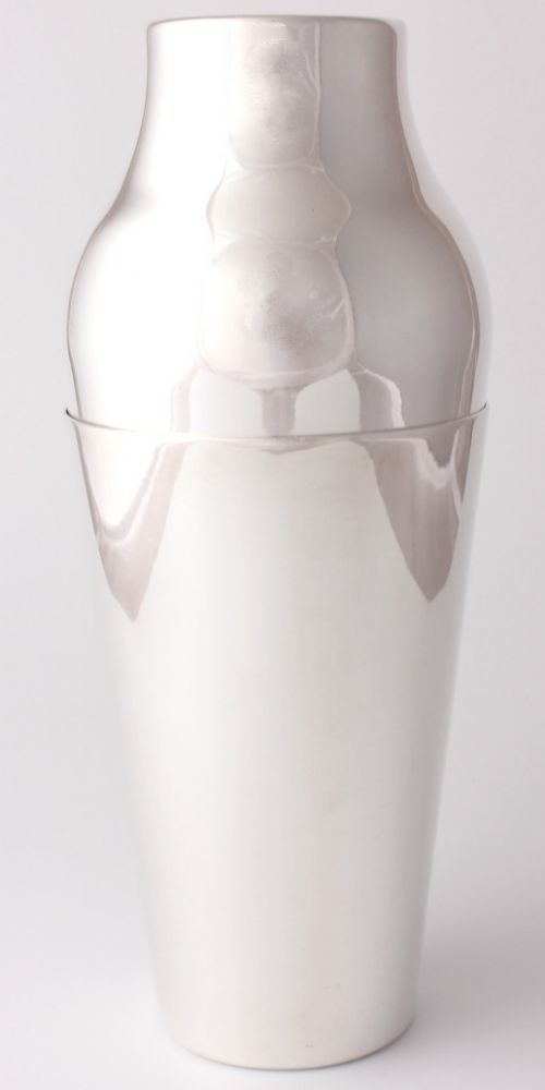 Art Deco Christofle France Large Silver Plate Modernist Cocktail Shaker