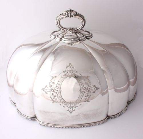 Large Silver Plate Meat Food Cover.