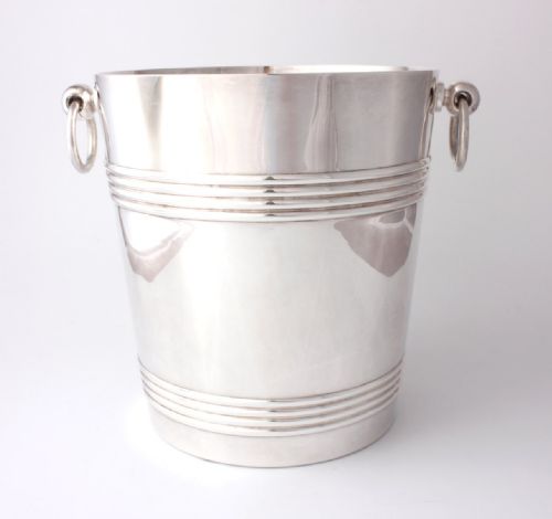 fig 1. Vintage Christofle Gallia France Ring Handle Silver Plate Champagne Cooler