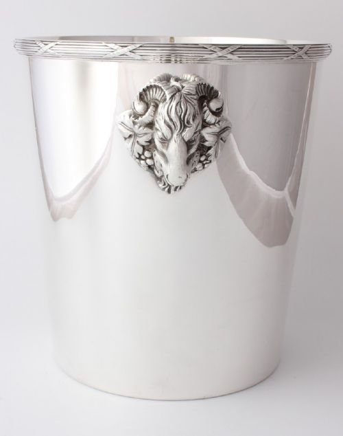 Christofle France Ram's Head Silver Plate Champagne Cooler