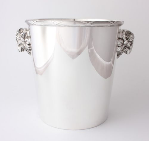 fig 1. Christofle France Ram's Head Silver Plate Champagne Cooler