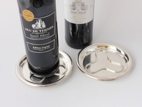 fig 1. Two French Christofle Silver Plate Wine Bottle Coasters & Trivets