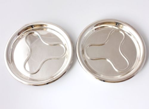 fig 2. Two French Christofle Silver Plate Wine Bottle Coasters & Trivets