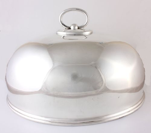 Large Silver Plate Meat Food Cover.