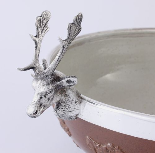fig 1. Doulton Stoneware & Silver Plate Stag Head Punchbowl