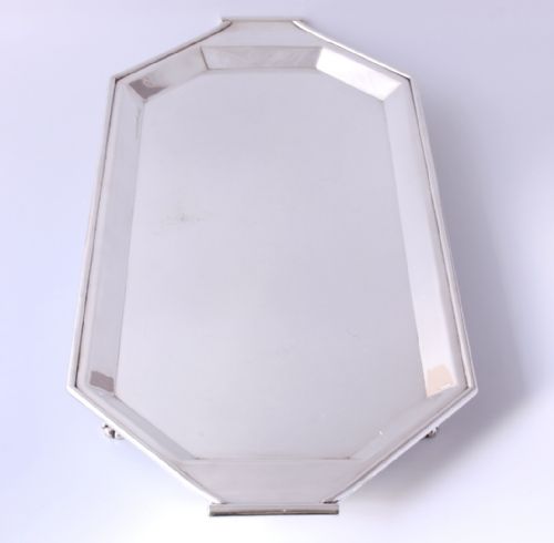 fig 1. Large Art Deco Silver Plated Cocktail Tray. 