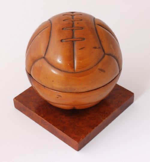 French Wood Football Lidded Box.