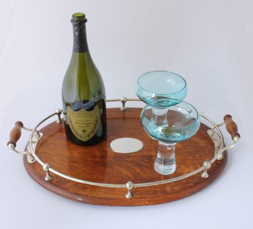 fig 1. Oak & Silver Plate Gallery Tray.