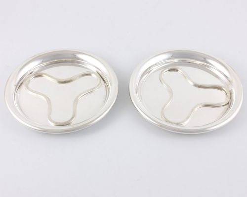 Two Christofle France Silver Plate Wine Bottle Coasters & Trivets.