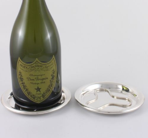 fig 1. Two Christofle France Silver Plate Wine Bottle Coasters & Trivets.
