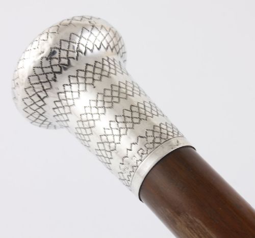 Silver & Wood Walking Stick Cane.