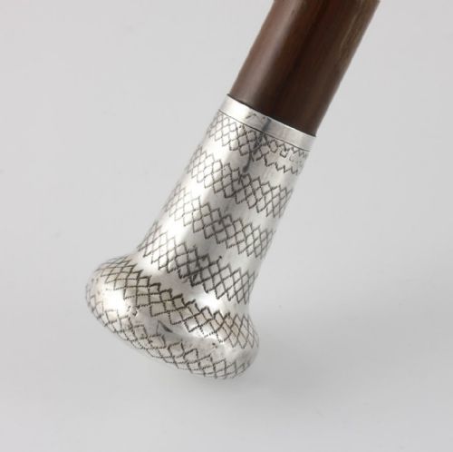 fig 2. Silver & Wood Walking Stick Cane.