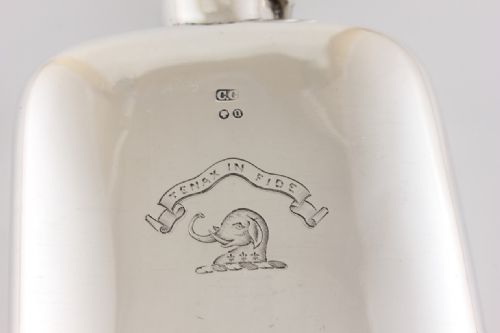 fig 2. Silver Elephant Hip Flask. Tenax In Fide. 1888.