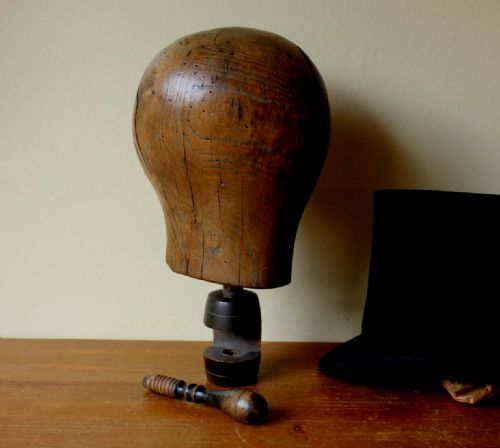 fig 1. Milliner's Wooden Head Block & Clamp.