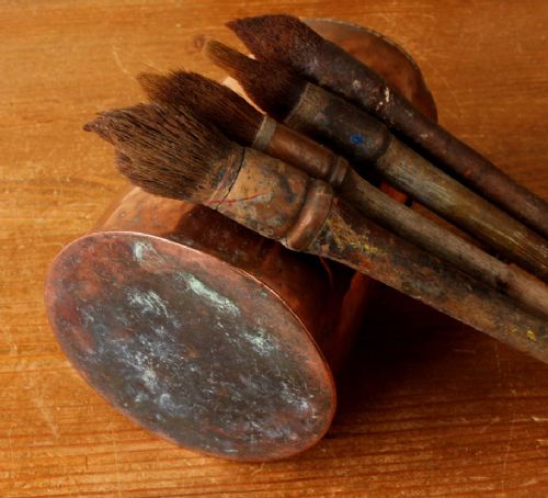 fig 2. French Paint Brushes In Rustic Copper Pot