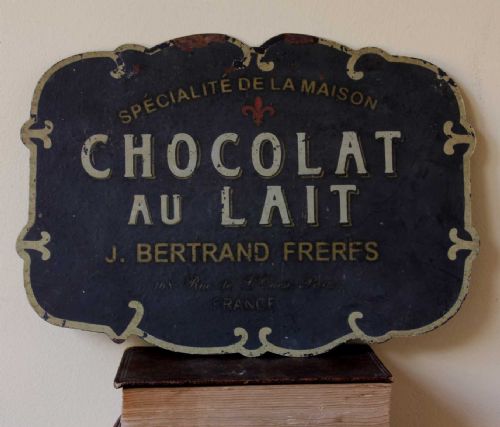 French Chocolat Au Lait Advertising Shop Sign.