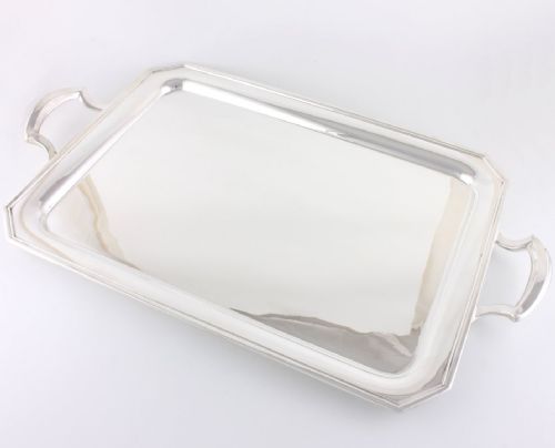 Large Silver Plate Two Handled Drinks Tray.