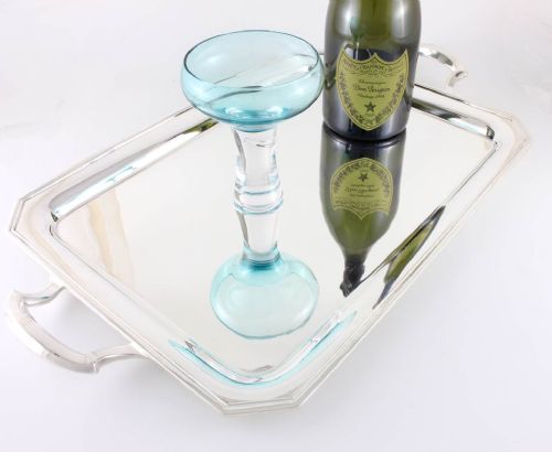 fig 1. Large Silver Plate Two Handled Drinks Tray.