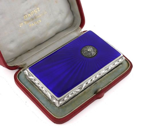 French Silver & Guilloche Enamel Case. Bapst Freres of Paris.