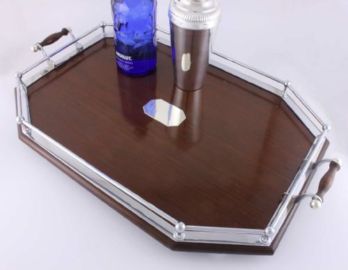 fig 1. Large Octagonal Silver Plate Gallery Tray.