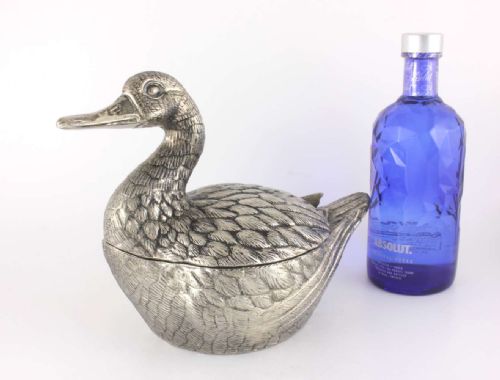 fig 1. Mauro Manetti Silver Plated Duck Ice Bucket.