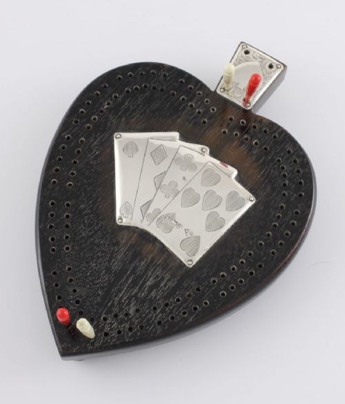 Silver & Ebony Cribbage Board.