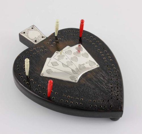 fig 1. Silver & Ebony Cribbage Board.