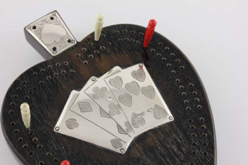 fig 2. Silver & Ebony Cribbage Board.