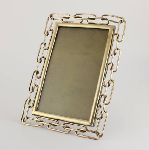 fig 1. Victorian Brass Chain Link Photo Picture Frame.