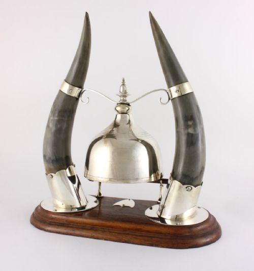 fig 1. Horn, Oak & Silver Plate Table Gong
