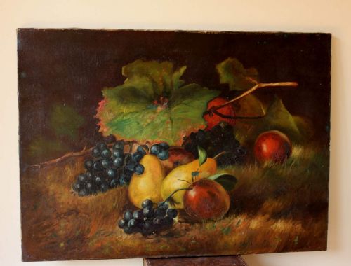 Antique Still Life Fruit Oil Painting.