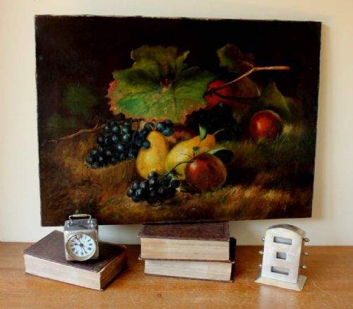 fig 1. Antique Still Life Fruit Oil Painting.