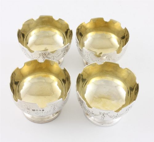 ANTIQUE SILVER SALT CELLARS FOUR VICTORIAN SALT DISHES THOMAS SMILY - ADDITIONAL PHOTO 3